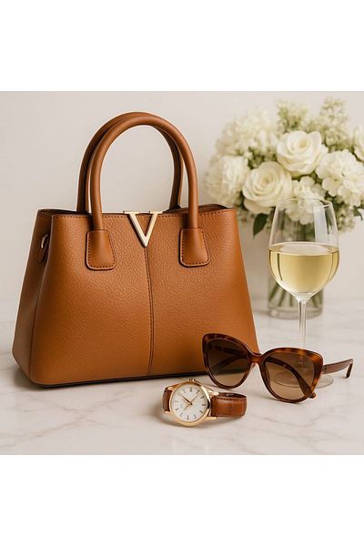 essentialneedsforall SIGNATURE GOLD V EMBLEM GORGEOUS FASHION WOMEN BAG