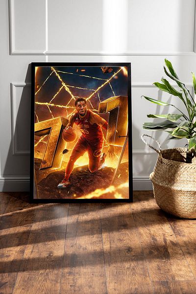 Saturn Tablou înrămat Donovan Mitchell - Tablou poster NBA de baschet