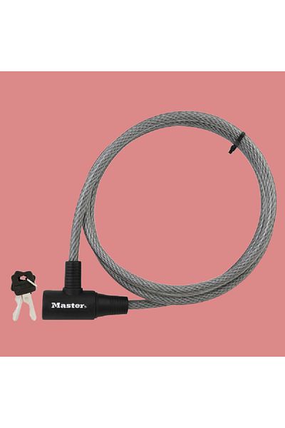 Master Lock Braided Steel Keyed Cable Lock Silver and Black 1.8m x 10mm