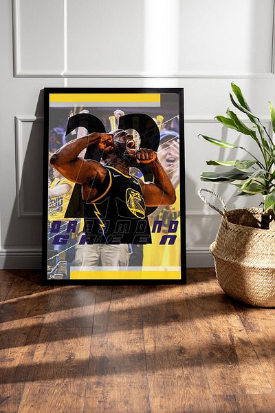 Saturn Draymond Green Framed Painting - Basketball Nba Poster Painting