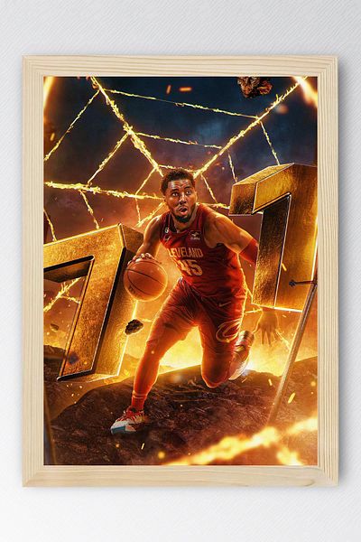 Saturn Tablou înrămat Donovan Mitchell - Tablou poster NBA de baschet