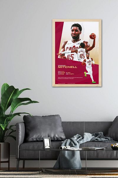 Saturn Donovan Mitchell Framed Painting - Basketball Nba Poster Painting