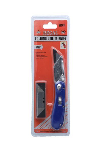 Regal Tools Lightweight Quick Change Mechanism Folding Utility Knife with Blades