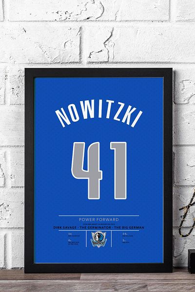 Saturn Dirk Nowitzki Jersey Framed Painting - Nba Dallas Mavericks Jersey