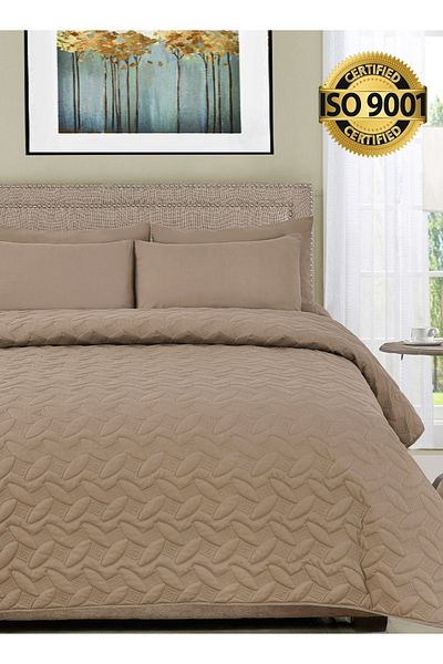 Master Home Textile Microfiber Bedspread Set Fits 160 x 200 cm Queen Size Bed 3Pcs Queen Size Compressed Comforter Set