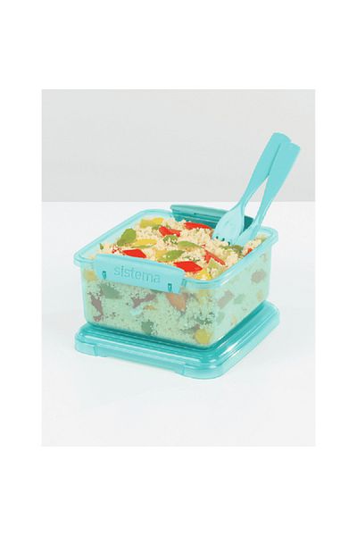 Sistema Freezer Safe BPA-Free Plastic Lunch Box with Cutlery Assorted Color