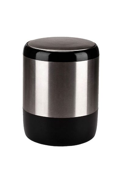 Prima Nova Lima Easy to Access Swing Lid Waste Bin Black and Silver 6 Liter