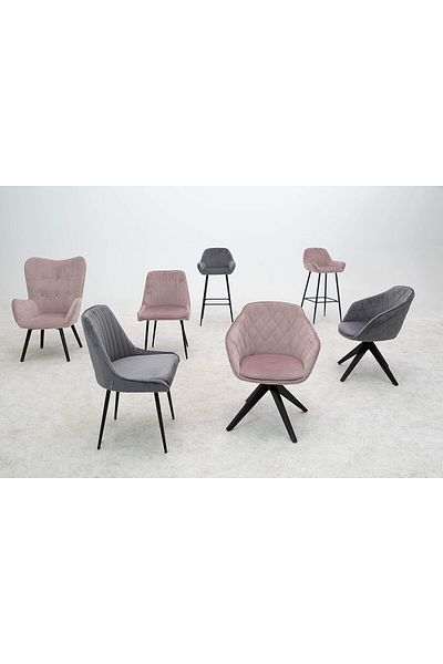 rexa Upholstered Chair with Armrests and Velvet Upholstered in Retro Design for Dining Room Kitchen