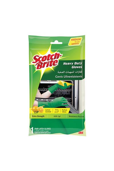 Scotch Brite Lemon Scented Maximum Strength Extra Strong and Heavy-Duty Gloves Red Medium