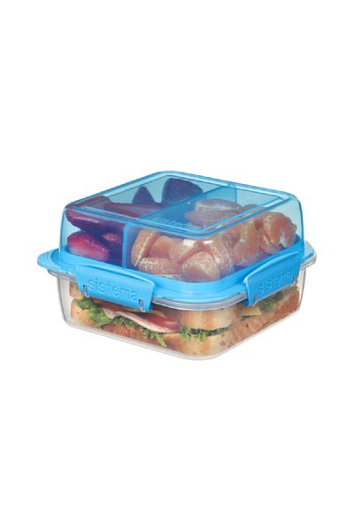 Sistema Square To Go Lunch Stack Blue and Clear