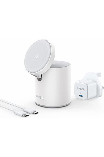 Anker MagGo Wireless Charger, Dolomite White, B2568221 Magnetic 15W Fast Charging Pad for MagSafe