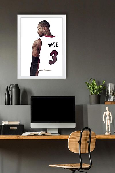 Saturn Dwyane Wade Framed Painting - Basketball Nba Poster Painting