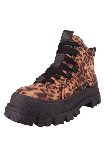Buffalo Damen Sportliche Stiefelette Aspha Nc Mid 1622591 Mehrfarbig Black/beige/leo Textil