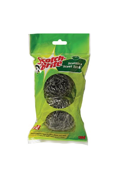 Scotch Brite 2-Piece Durable Stainless Steel Spiral Utensil Scrubber Silver