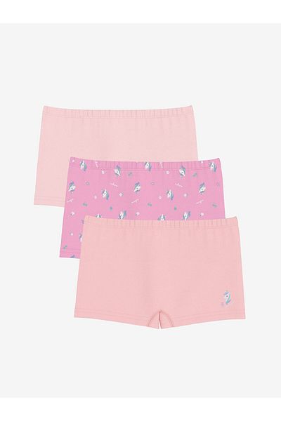 LC Waikiki Pink Printed Girl's Boxers 3 Pcs