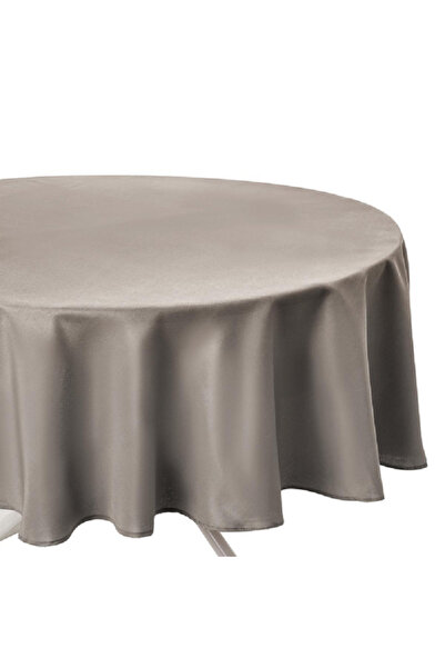 Atmosphera مفرش طاولة دائري من الكتان مقاوم للبقع ومضاد للانزلاق، لون بيج