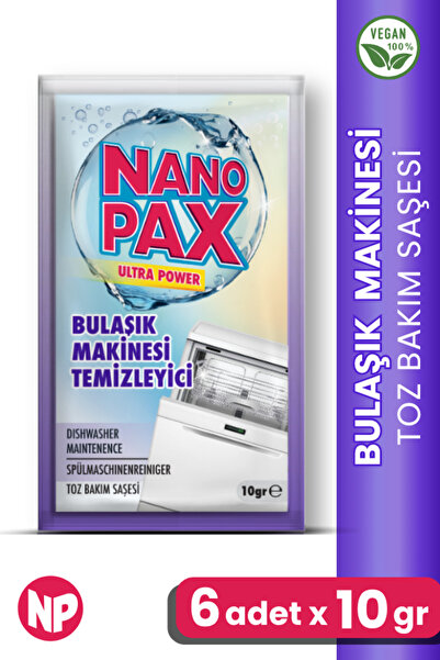 NanoPax Bulaşık Makinesi Temizleyici Toz Bakım Saşesi (6 adet X 10gr)