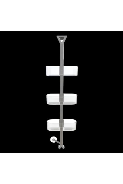 Prima Nova 3-Tier Modern Design Adjustable Bath Shower Caddy Grey and Clear