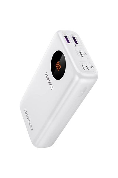 Romoss 22W Power Bank with Digital Display, 10000mAh, White, SW10PF