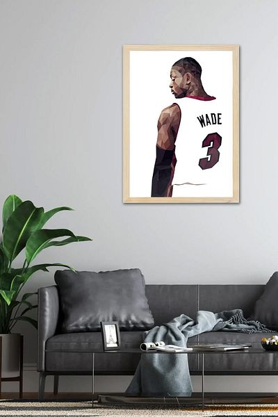 Saturn Dwyane Wade Framed Painting - Basketball Nba Poster Painting