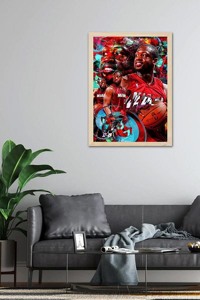 Saturn Dwyane Wade Framed Painting - Basketball Nba Poster Painting