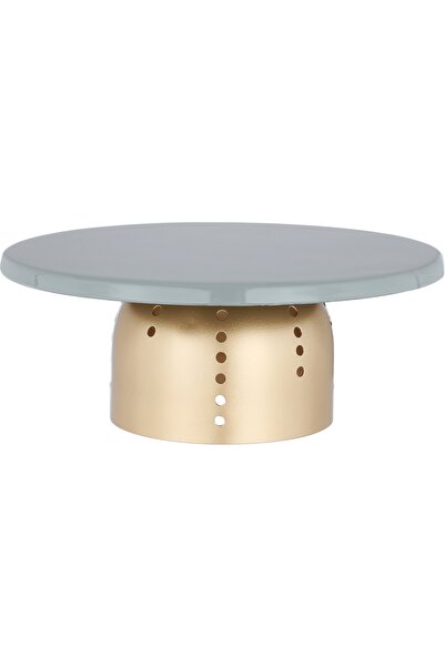 Alsaif Gallery Stand Cake Steel with Gold Base Alsaif Gallery, 21x21x8 cm - Gray