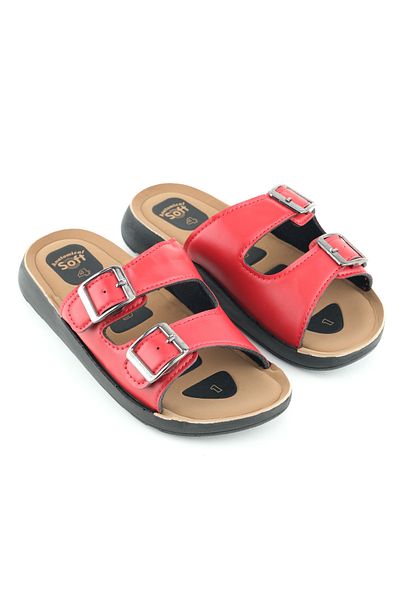 GEZER Summer Pu Bottom Sole Artificial Leather Two Buckle Inner Sole Anatomical Four Point Padded Comfortable Casual Slippers