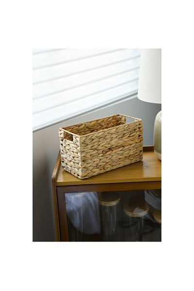 HONEYBEE Sturdy Hyacinth Grass Rectangular Shaped Storage Basket Brown