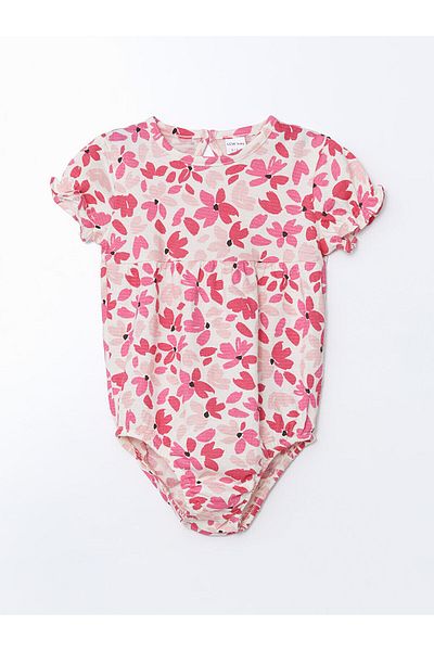 LC Waikiki Crew Neck Floral Baby Girl Snap Bodysuit