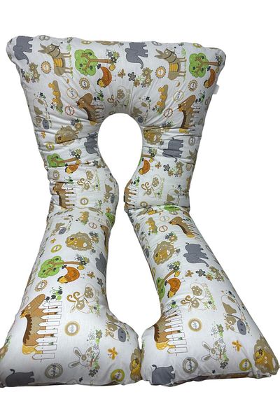 OEM Pregnant pillow, Funny Animals, 3 in 1, U-shaped, removable cover, 100% ranforce cotton, 135x75 cm