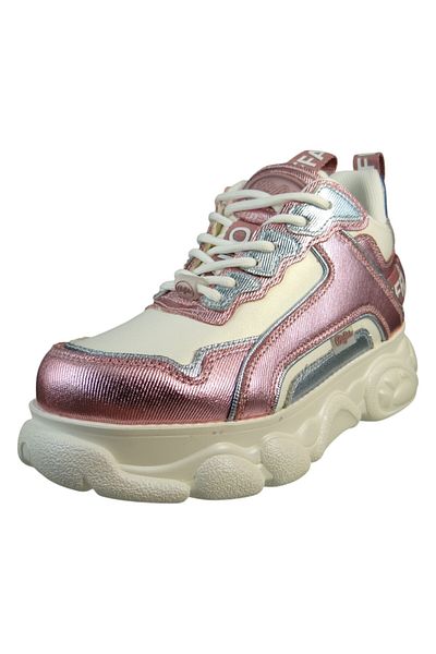 Buffalo Damen Low Sneaker Low Top 1636468 Rosa White/pink/blue Kunstleder