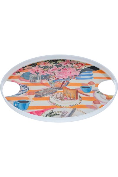 Alsaif Gallery Serving Tray Steel Al Saif Gallery, 31×31×2 cm, Round - Multi-...