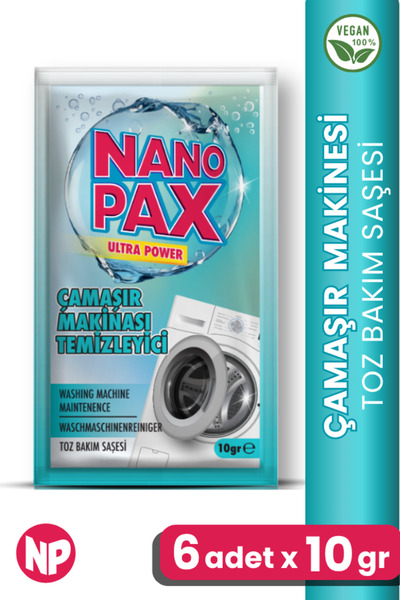 NanoPax Çamaşır Makinesi Temizleyici Toz Bakım Saşesi (6 adet X 10gr)