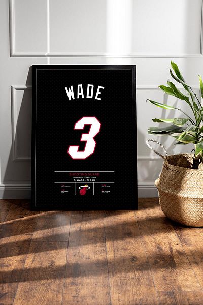 Saturn Dwyane Wade Jersey Framed Painting - Basketball Nba Miami Heat Jersey