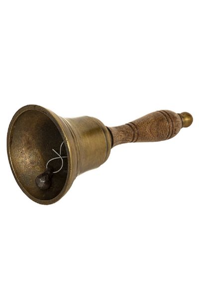 Atmosphera Vintage Decorative Mango Wood Handle Bell Showpiece Brown and Gold