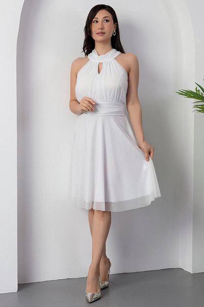 Zoe Zoe Collar Glitter Tulle Dress