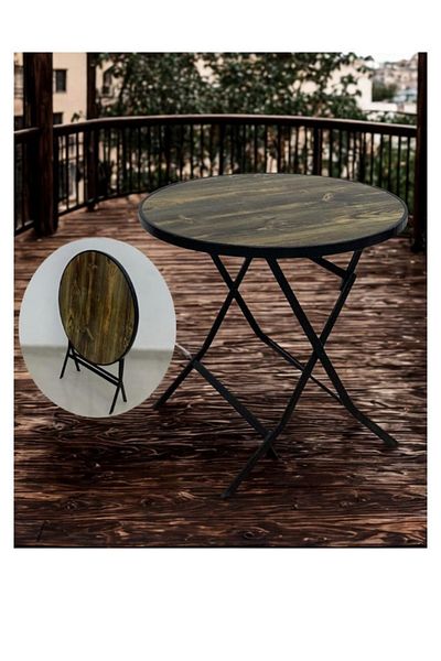 smart home Round Folding Dining Table - Folding Cafe Table with Fiber Top - 80 x 80 cm - Stylish and Sturdy Design