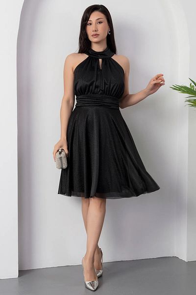 Zoe Zoe Collar Glitter Tulle Dress