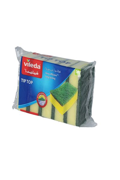 Vileda 5-Piece Tip Top Long-Lasting Rectangular Sponge Scourer