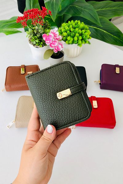 derius Betty Useful Model Soft Textured Khaki Green Women's Wallet (Vegan Leather)
