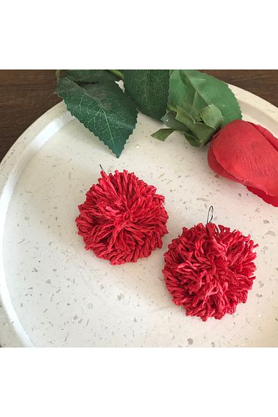 By G Tasarım Red Paper String Design Earrings