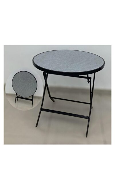 smart home Round Folding Dining Table - Folding Cafe Table with Fiber Top - 80 x 80 cm - Stylish and Sturdy Design