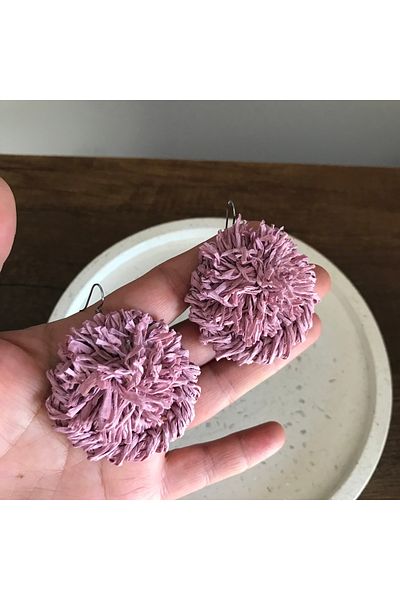 By G Tasarım Lilac Paper Thread Design Earrings