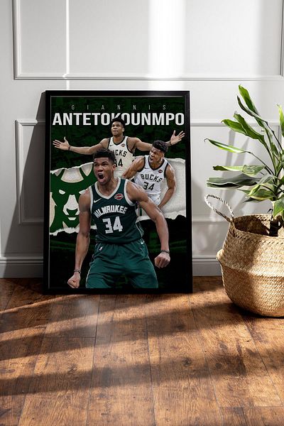 Saturn Pictură înrămată Giannis Antetokounmpo - Pictură poster NBA de baschet