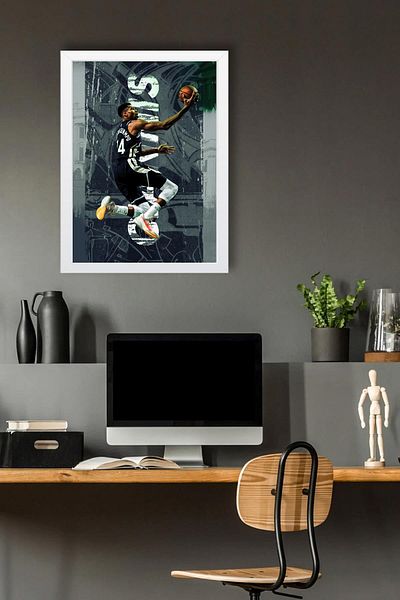 Saturn Pictură înrămată Giannis Antetokounmpo - Pictură poster NBA de baschet