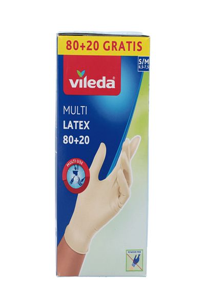 Vileda 100-Piece Disposable Multi-Purpose Latex Gloves Cream