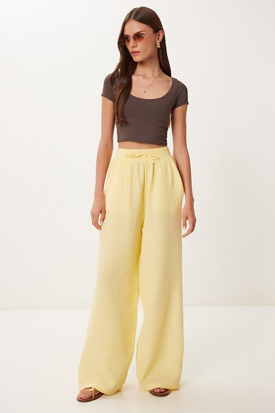 Lovelyİstanbul Muslin Palazzo Trousers Yellow Lmx0008