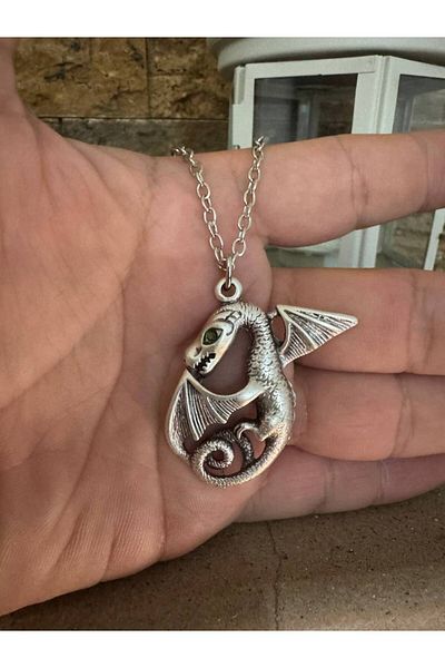 Herşey Nota Unisex Necklace with Dragon Figure – 60 cm Chain, Symbol of Power and Legendary Protection