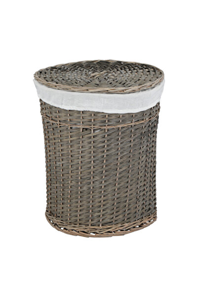 HONEYBEE 2-Piece Round Laundry Hamper Willow Grey