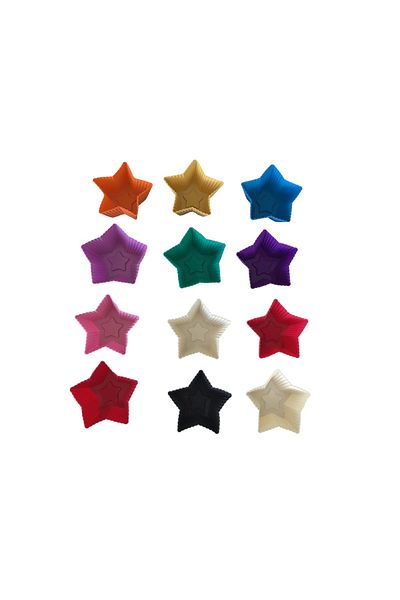 PİNK ROSE Bybirgül Mixed Color 12 Li Silicone Mini Star Cake, Muffin Mold, Airfryer Is Suitable for Use